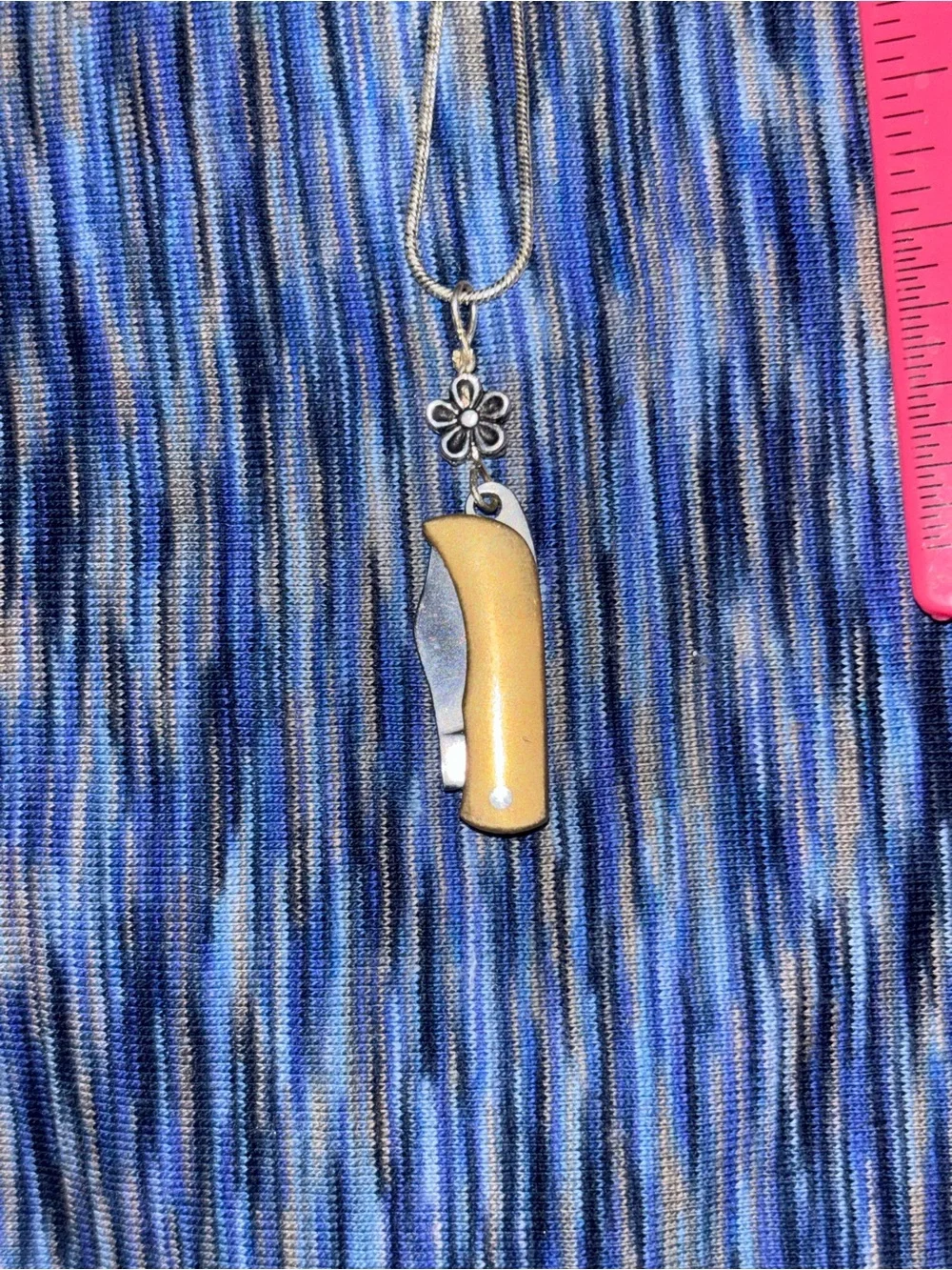 Miniture Knife Charm on Sterling. S.Necklace.fully functional and very sharp!